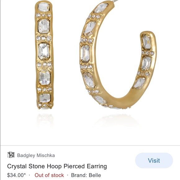 Badgley Mischka Crystal Stone Hoop Earrings - Picture 3 of 6